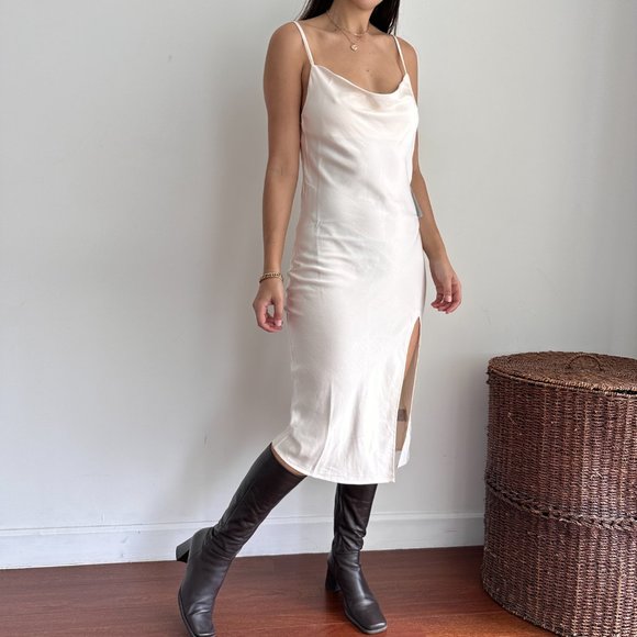 NWT silky cowl neck slip dress in ivory cream - Picture 2 of 6